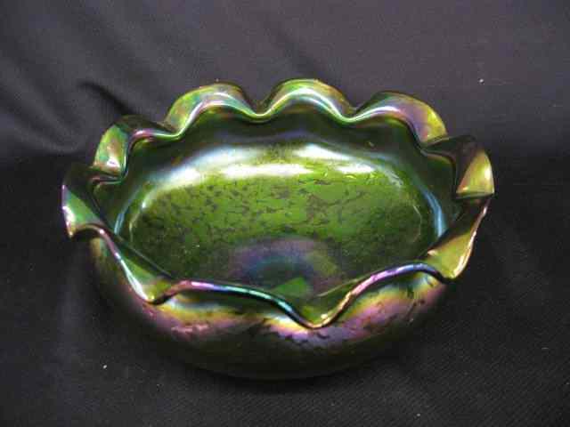 Appraisal: Loetz Art Glass Bowl floraform green iridescent '' excellent