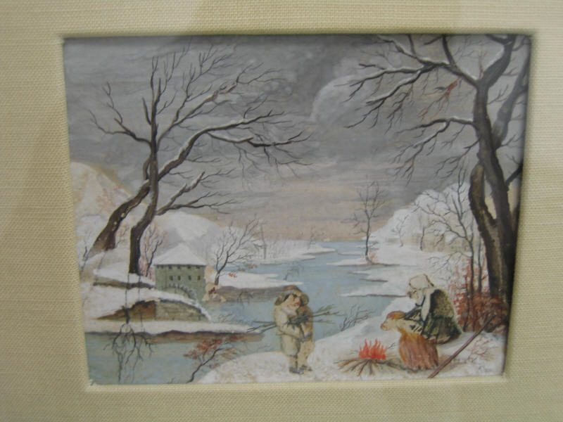 Appraisal: FRENCH SCHOOL TH CENTURY Gouache drawing on paper Winter landscape