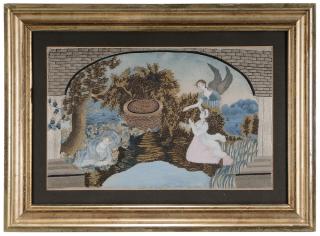 Appraisal: Silk and Watercolor Embroidery of Hagar and Ishmael British late