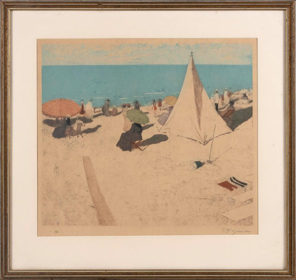 Appraisal: TAVIK FRANTISEK SIMON CZECHOSLOVAKIA - SMALL BEACH COLORED ETCHING X