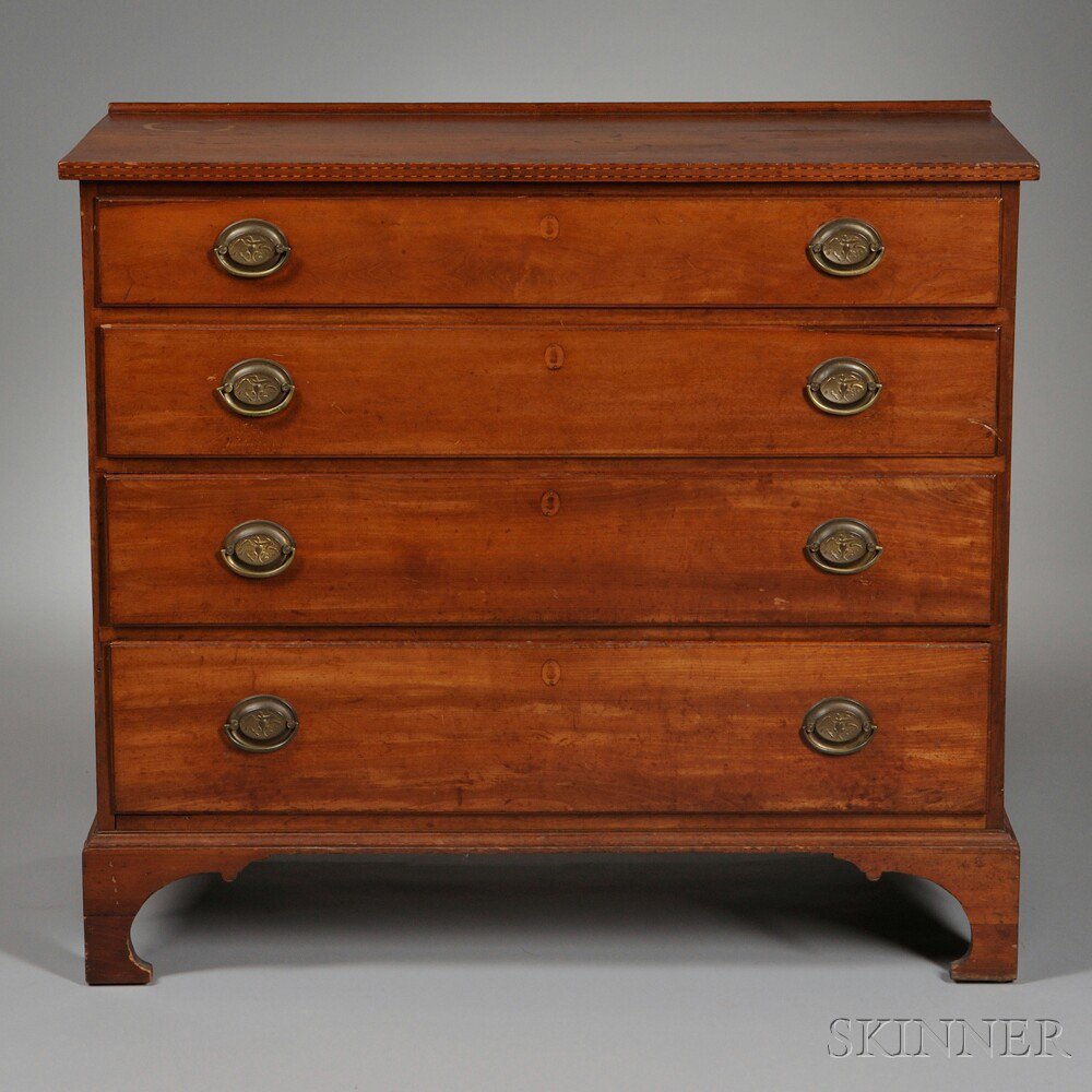 Appraisal: Federal Inlaid Cherry Chest of Drawers possibly by Nathan Lombard