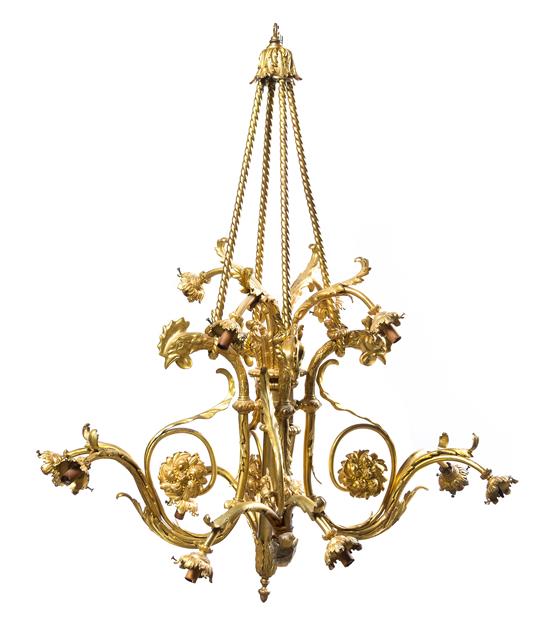 Appraisal: Sale Lot A Neoclassical Style Gilt Bronze Twelve-Light Chandelier having