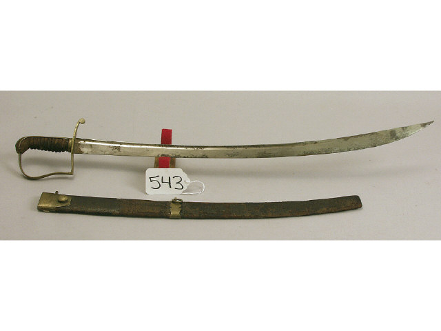 Appraisal: D guard hanger with partial scabbard sword shows surface rust