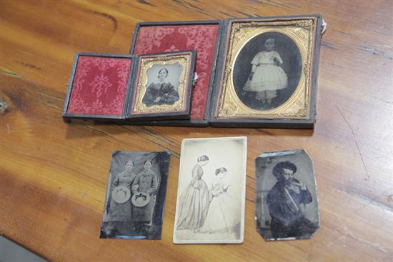 Appraisal: AMBROTYPES TINTYPES AND A CDV A group of five images