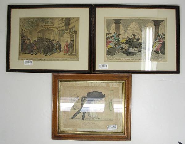 Appraisal: A group of five framed European decorative prints Comprising a