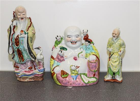 Appraisal: Sale Lot Three Chinese Porcelain Figures Height of tallest inches