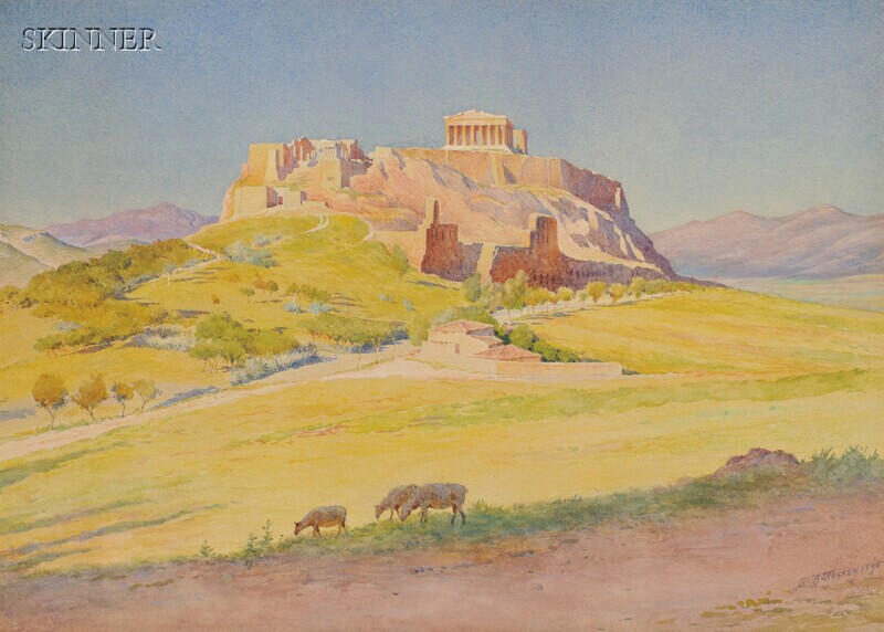 Appraisal: Harold Broadfield Warren American - View of the Acropolis Signed