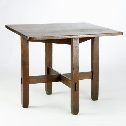 Appraisal: STICKLEY BROTHERS Breakfast table with cross stretchers mortised through the