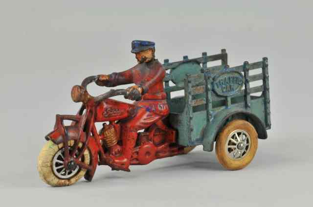 Appraisal: HUBLEY TRAFFIC CAR MOTORCYCLE Cast iron Indian model done in