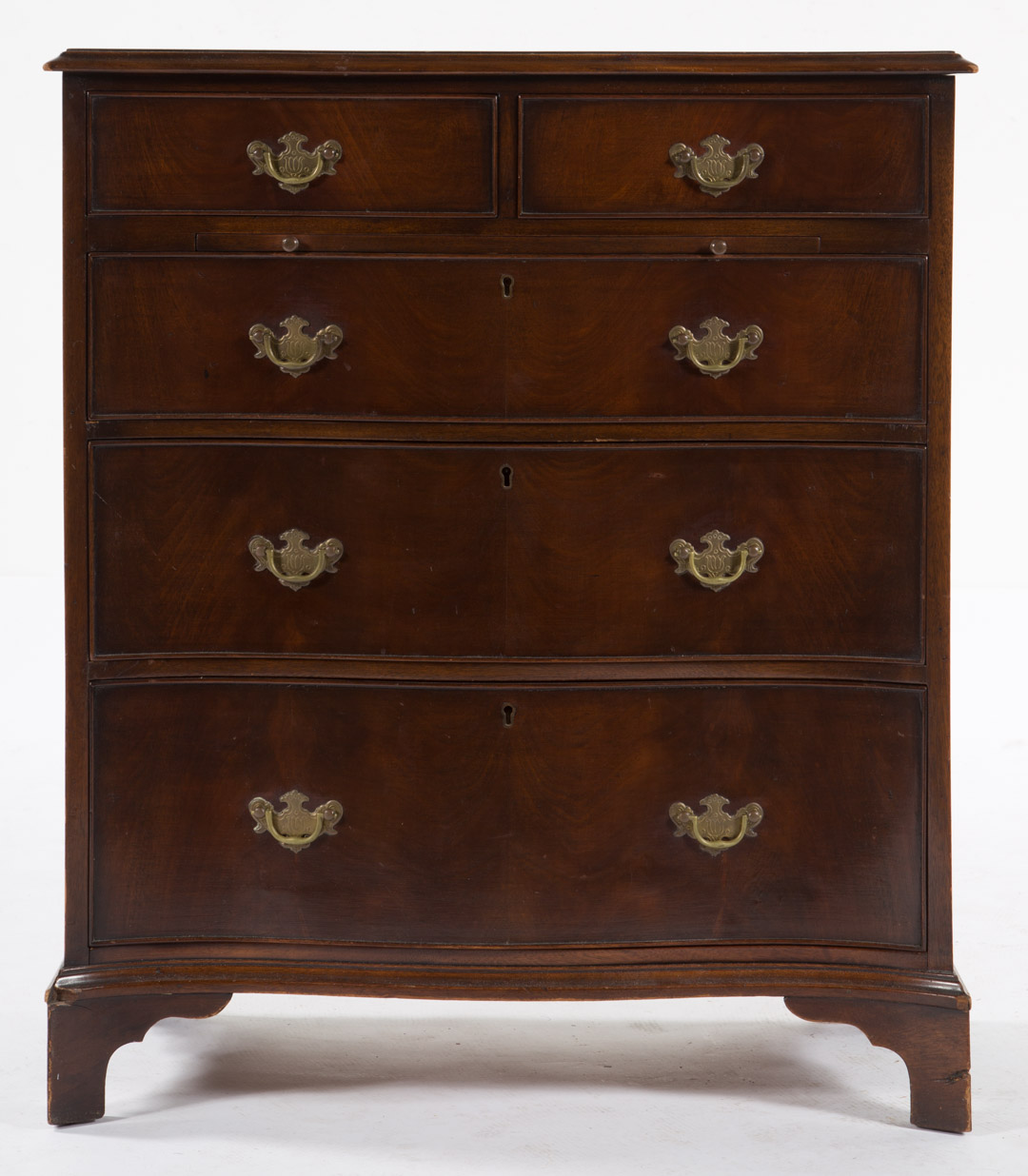 Appraisal: Federal style bench-made mahogany serpentine chest early th century diminutive