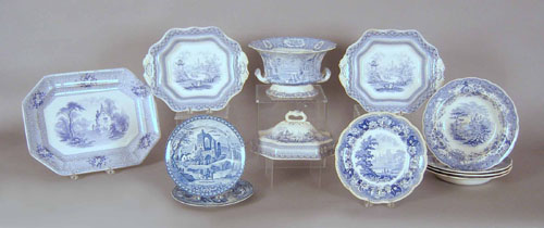 Appraisal: Group of blue and white Staffordshire th c most in