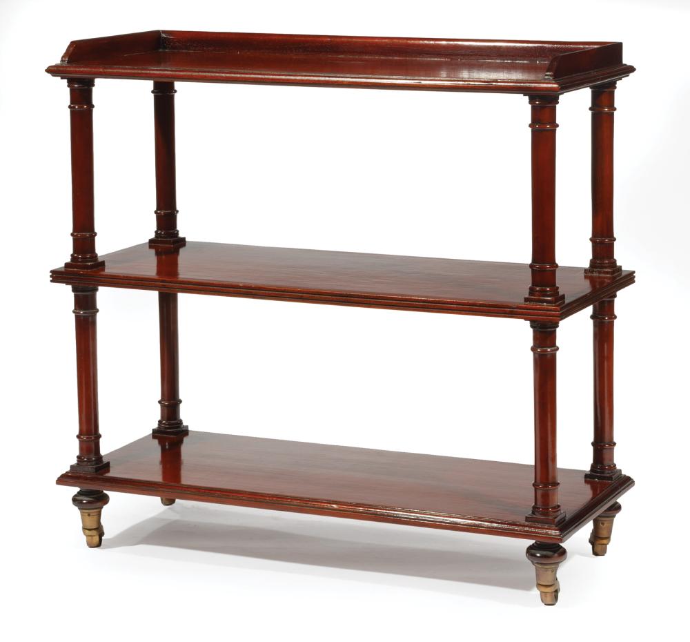 Appraisal: English Mahogany Trolley th c rectangular molded galleried top over