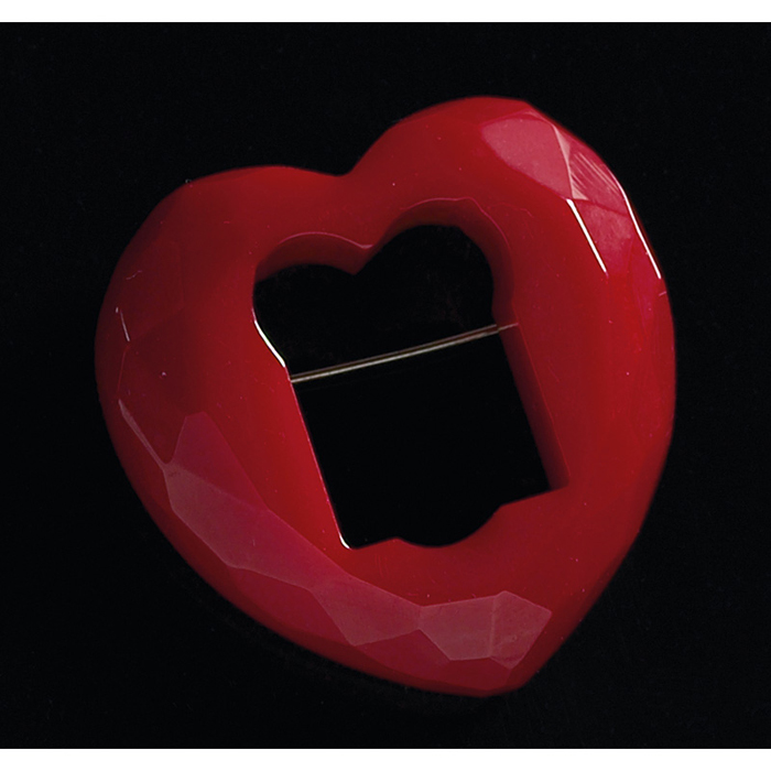 Appraisal: Bakelite heart pin large cherry red with diamond cut design