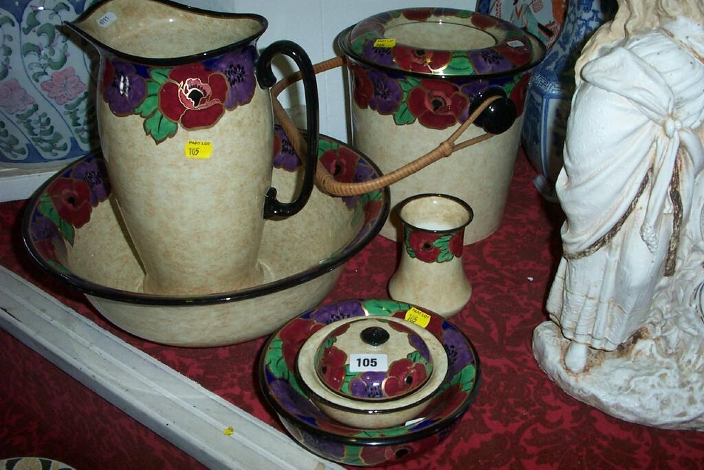 Appraisal: A Regal ware Poppy pattern jug and basin set with