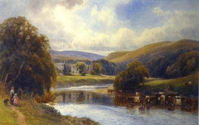 Appraisal: FRANK GRESLEY The Wharfe at Bolton Abbey with Figures and