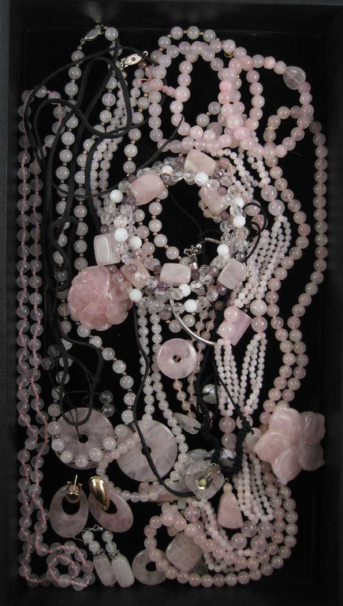 Appraisal: TWENTY-NINE ARTICLES OF ROSE QUARTZ JEWELRY including seven bead necklaces