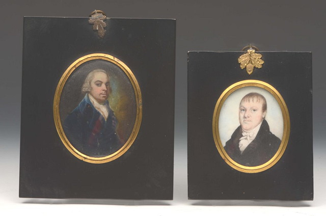 Appraisal: AN OVAL MINIATURE portrait study of a gentleman wearing a