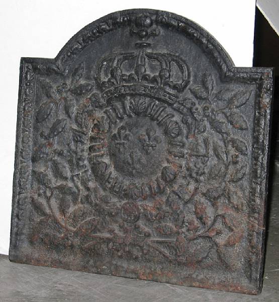 Appraisal: A French Baroque style cast iron fireback th century height