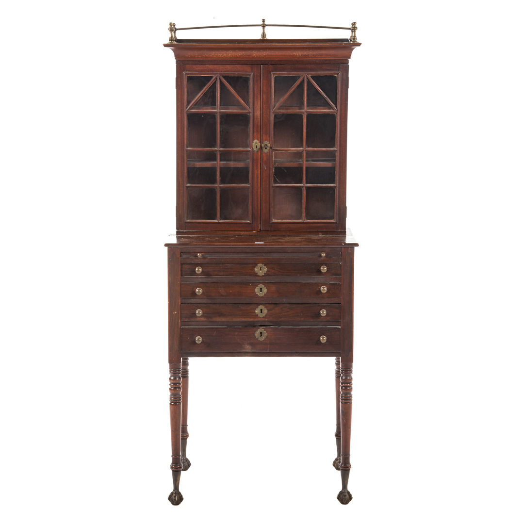 Appraisal: Federal style mahogany specimen cabinet th century flat top with