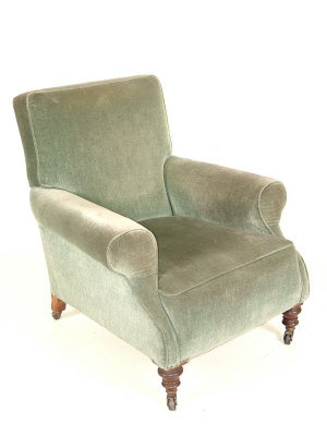 Appraisal: A Howard and Son style green upholstered armchair late th