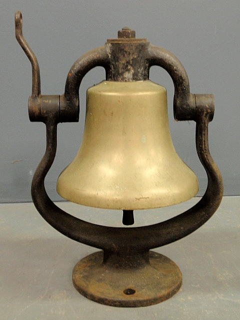 Appraisal: - Bronze and iron locomotive bell probably late th c