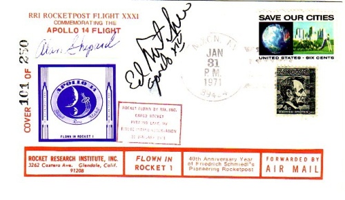 Appraisal: FLOWN Rocket Cover Cover number of carried in a rocket