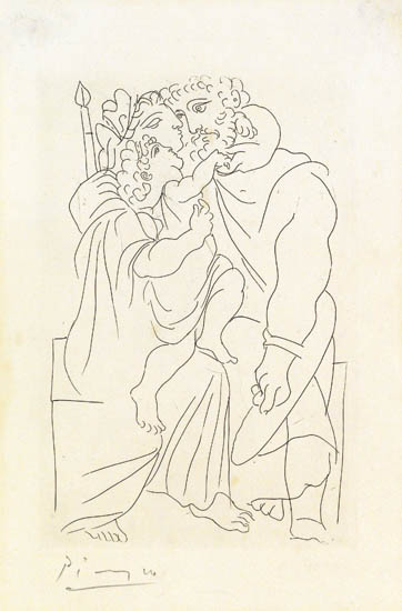 Appraisal: PABLO PICASSO Couple et Enfant Etching x mm x inches