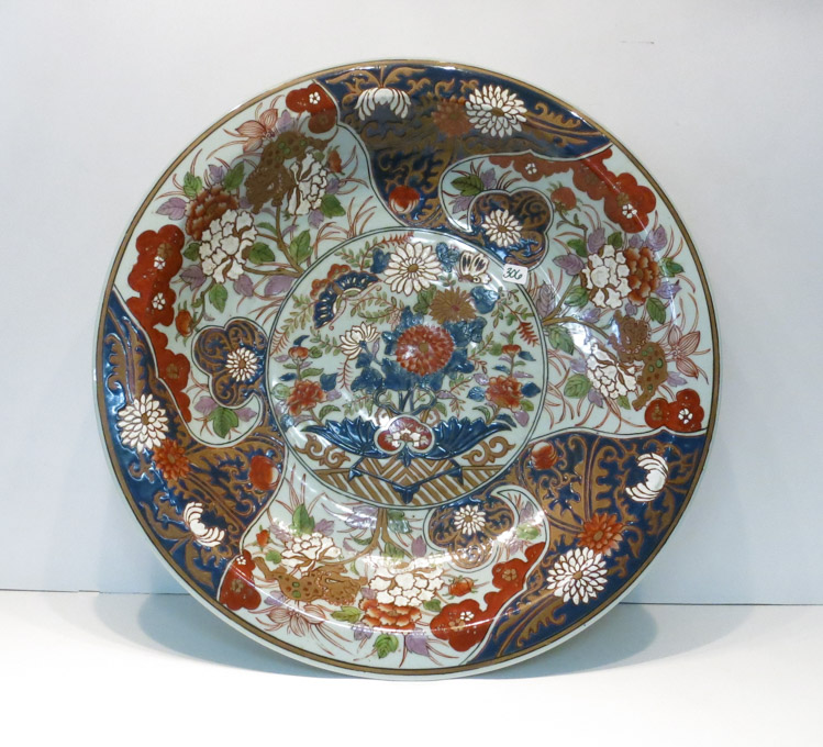 Appraisal: CHINESE PORCELAIN IMARI CHARGER hand enameled porcelain having central floral