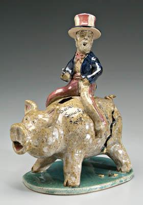 Appraisal: Crystal King pottery pig bank Uncle Sam riding a pig