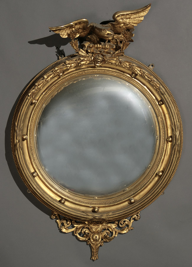 Appraisal: Classical Giltwood and Gesso Convex Mirror Circa - Some losses