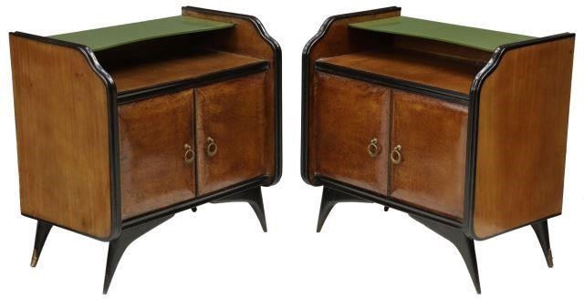 Appraisal: lot of Italian mid-century modern bedside cabinets c s burlwood