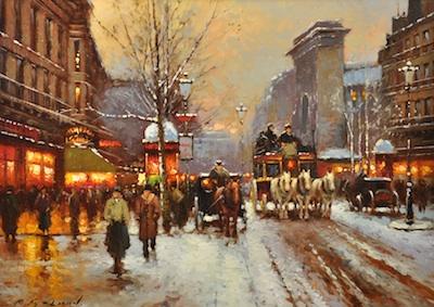 Appraisal: Yuri Kuzmin Russian b Paris Winter Porte St Denis Oil