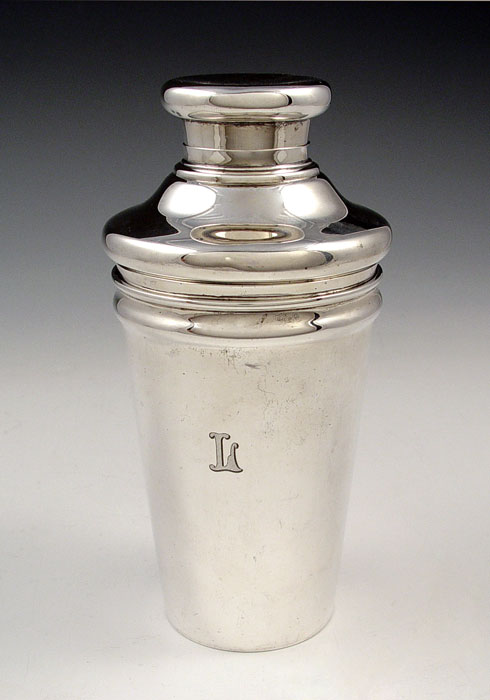 Appraisal: TIFFANY CO STERLING COCKTAIL SHAKER Gills monogrammed L Measures ''