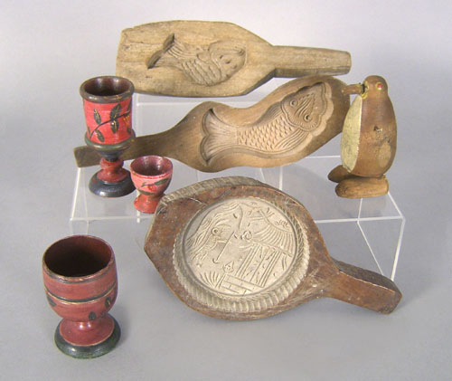 Appraisal: Three carved buttermolds together with three pieces of reproduction Lehnware