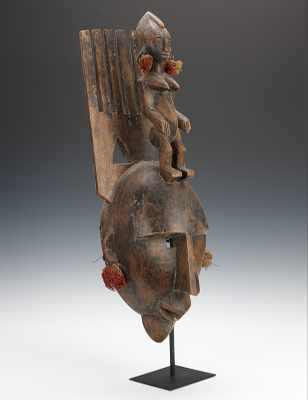 Appraisal: Bamana or Marka N'tomo Mask Mali Wood mask with applied