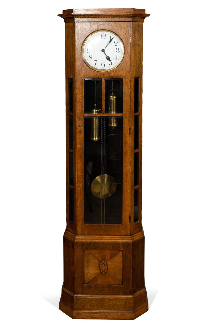 Appraisal: GERMAN OAK ARTS CRAFTS TALL CASE CLOCK C German oak