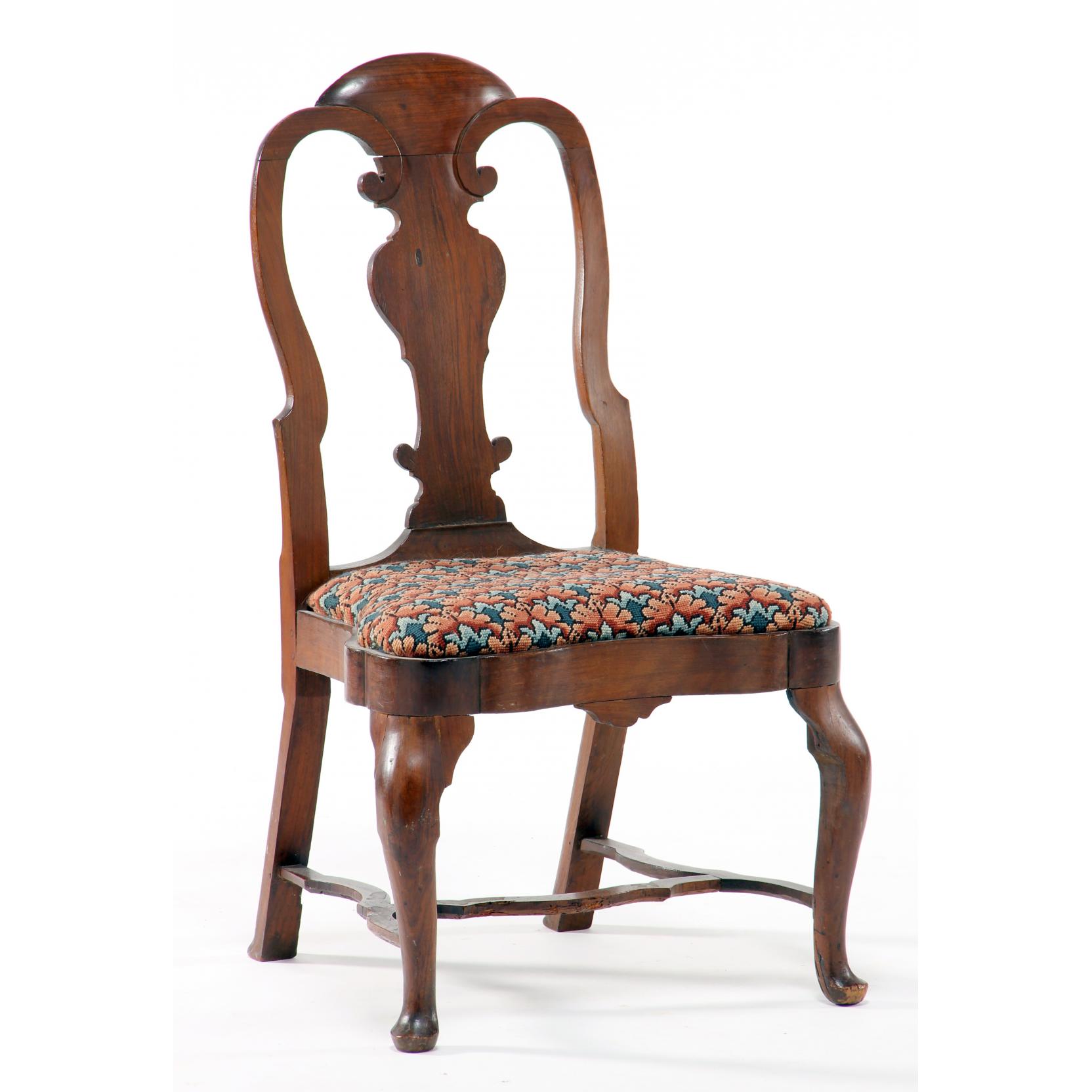 Appraisal: Continental Queen Anne Side Chair th century walnut vasiform splat