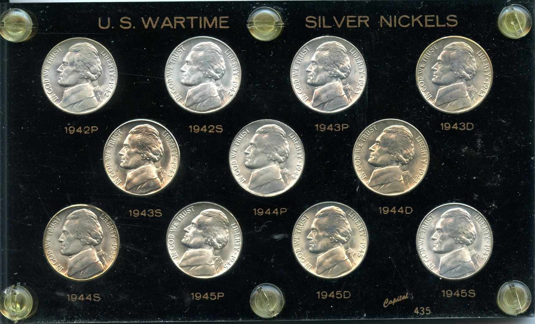 Appraisal: - -PDS Wartime Jefferson Nickel Set Included are all silver