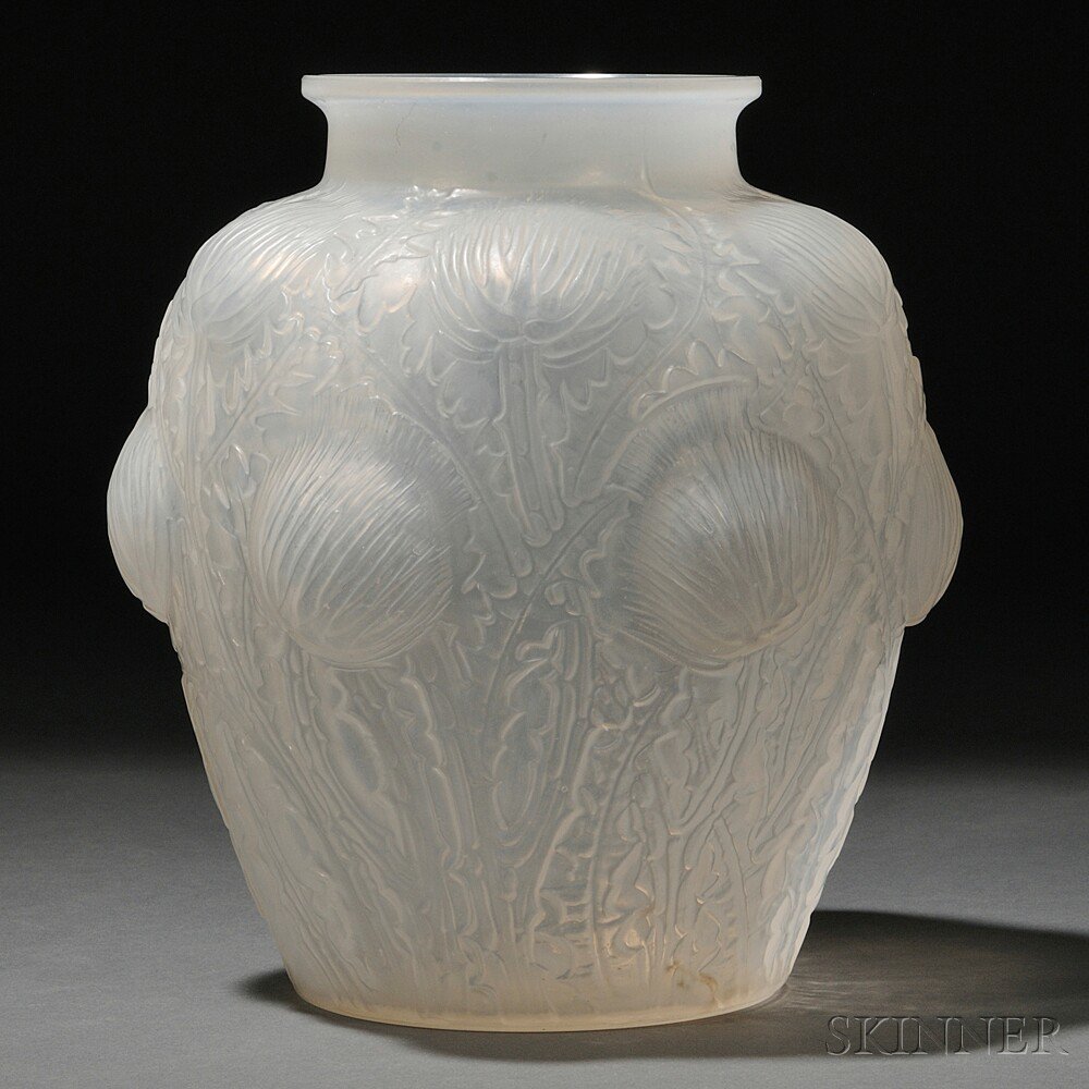 Appraisal: R Lalique Domremy Vase Art glass France Marcilhac no c