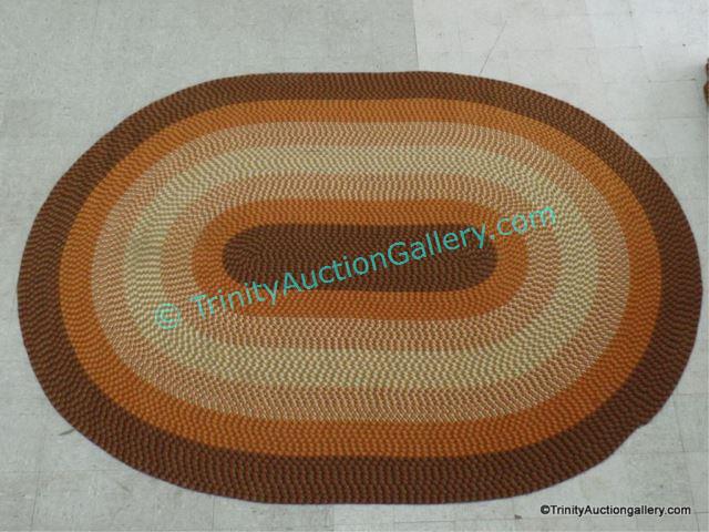 Appraisal: Vintage Large Oval Braided Loop area Room Rug From the