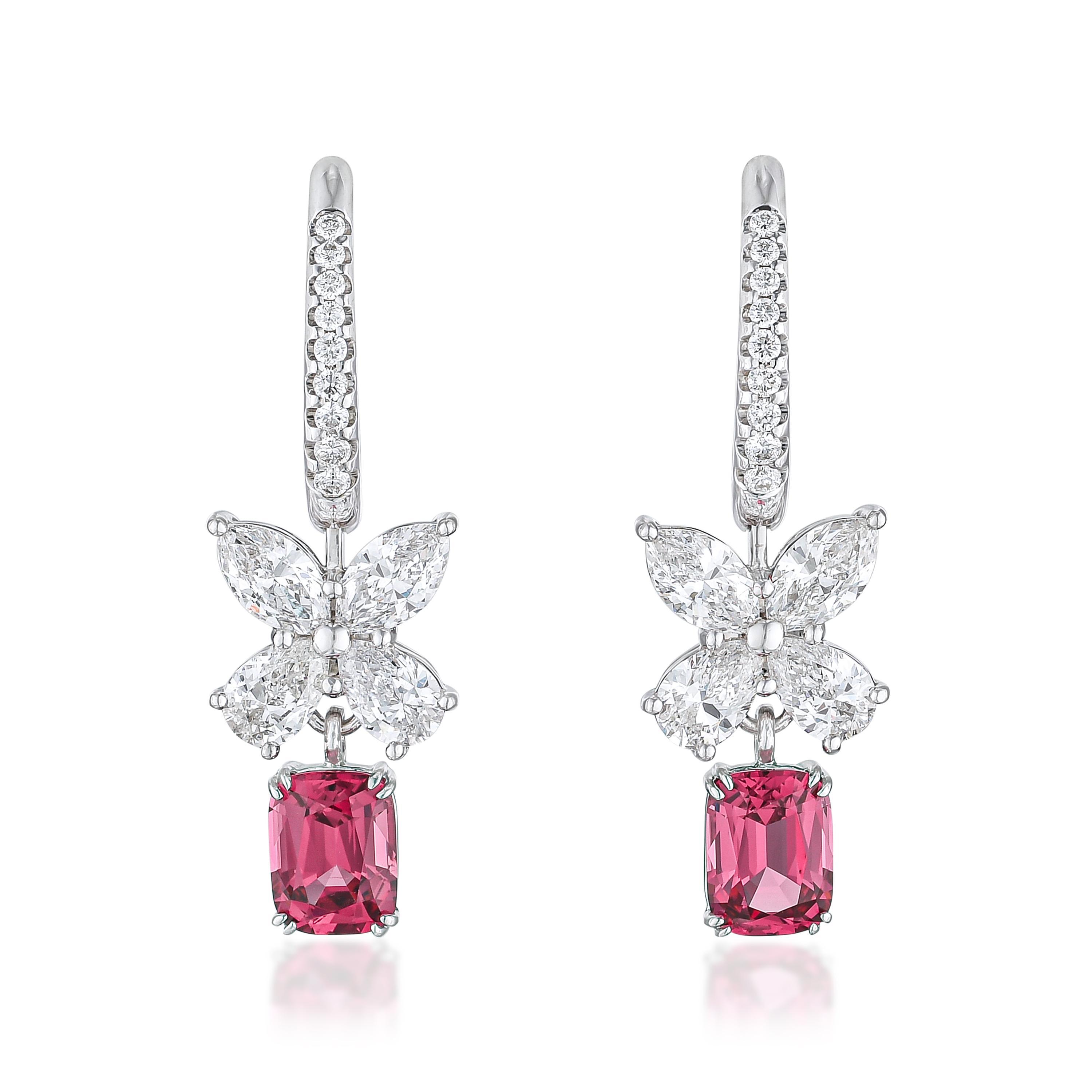 Appraisal: SPINEL AND DIAMOND EARRINGS METAL K white gold GEMSTONE S