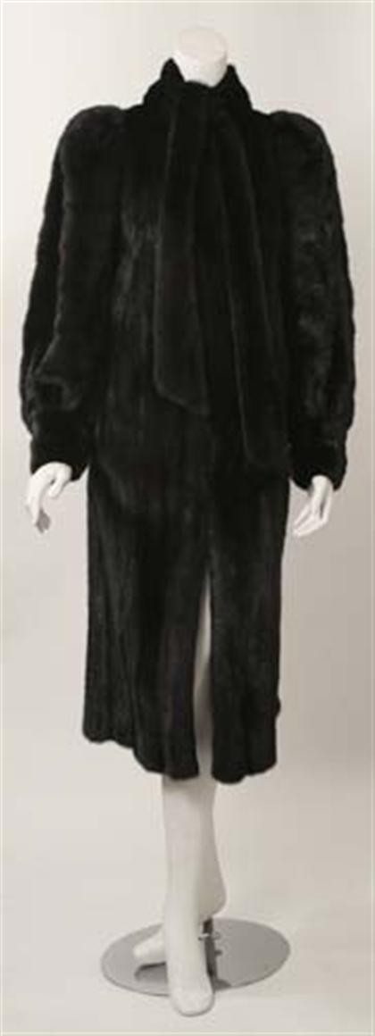 Appraisal: Leon Vissot calf-length mink coat s Dark mink with mutton