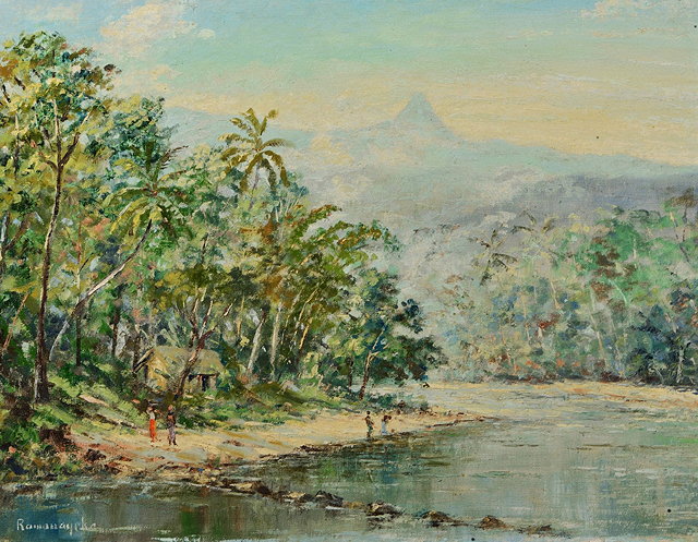 Appraisal: RAMANAYEKAView of Nuwara Eliya from Kandy Ceylon signed oils on