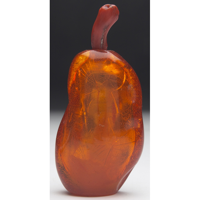 Appraisal: th century snuff bottle fruit shape in amber coral stem-shaped