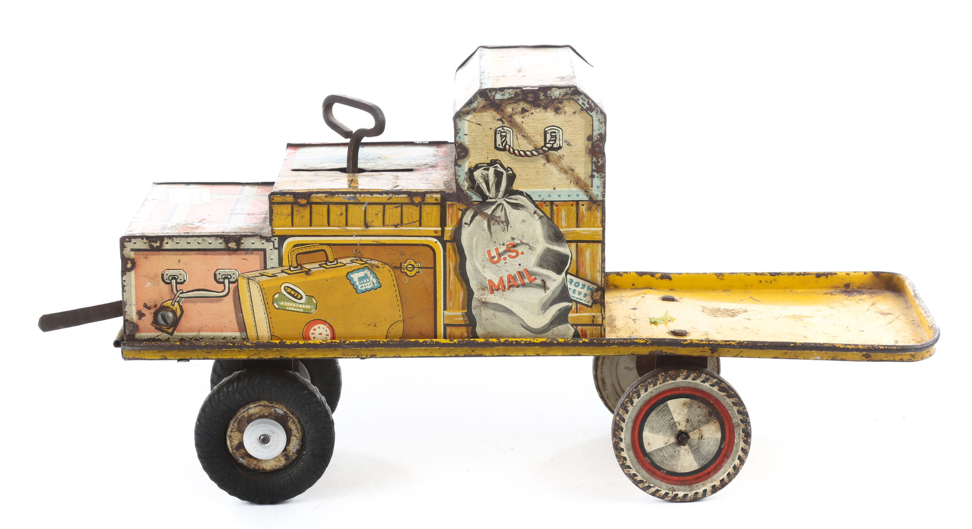 Appraisal: Unique litho tin wind-up mail trolley s in L Condition