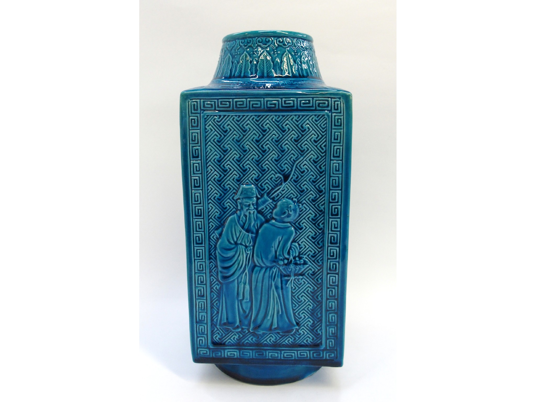 Appraisal: Chinese blue glazed Cong vase