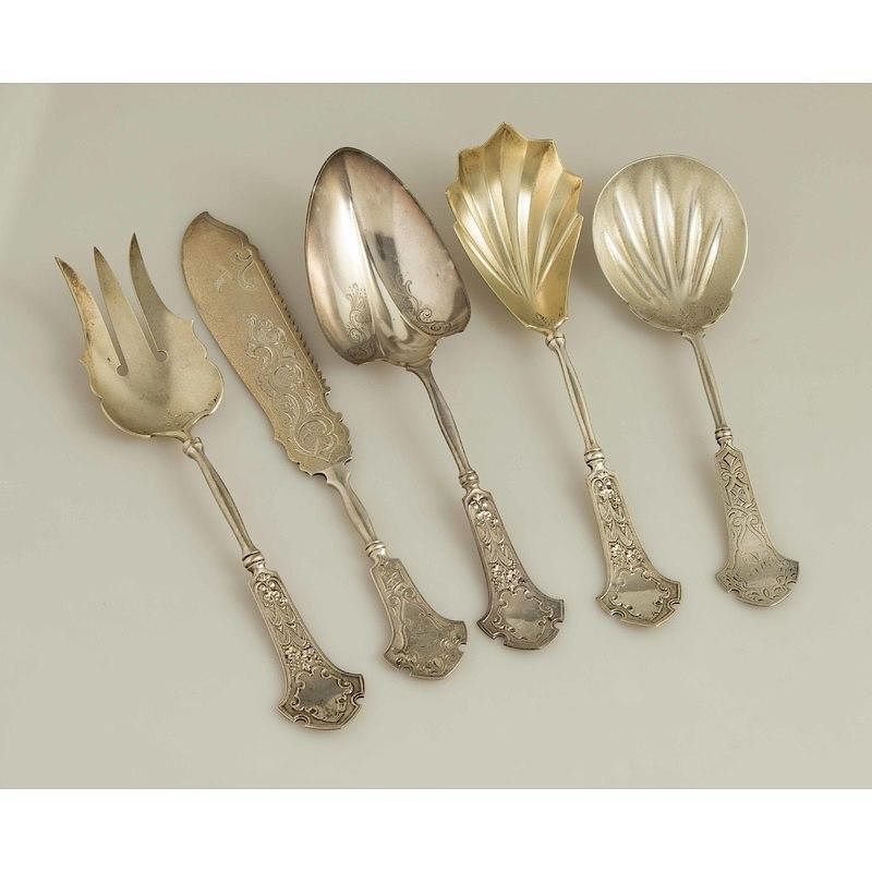 Appraisal: Koehler Ritter Silver Serving Pieces Berkeley Pattern Five silver Koehler