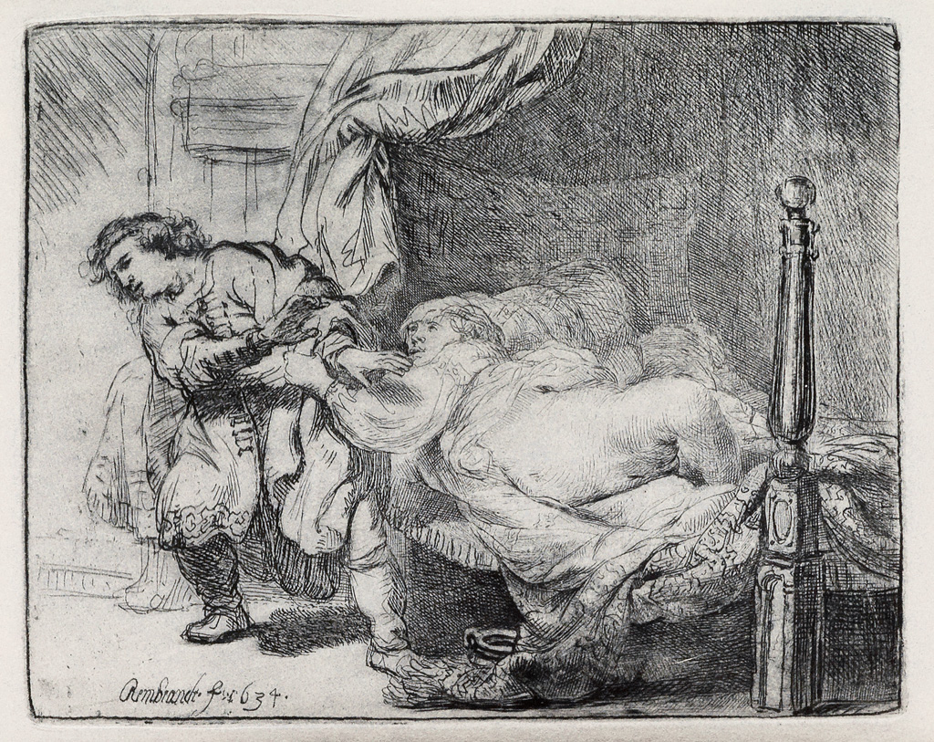 Appraisal: REMBRANDT VAN RIJN Joseph and Potiphar's Wife Etching and drypoint