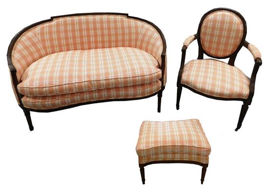 Appraisal: th C French style three-piece parlor suite including settee armchair