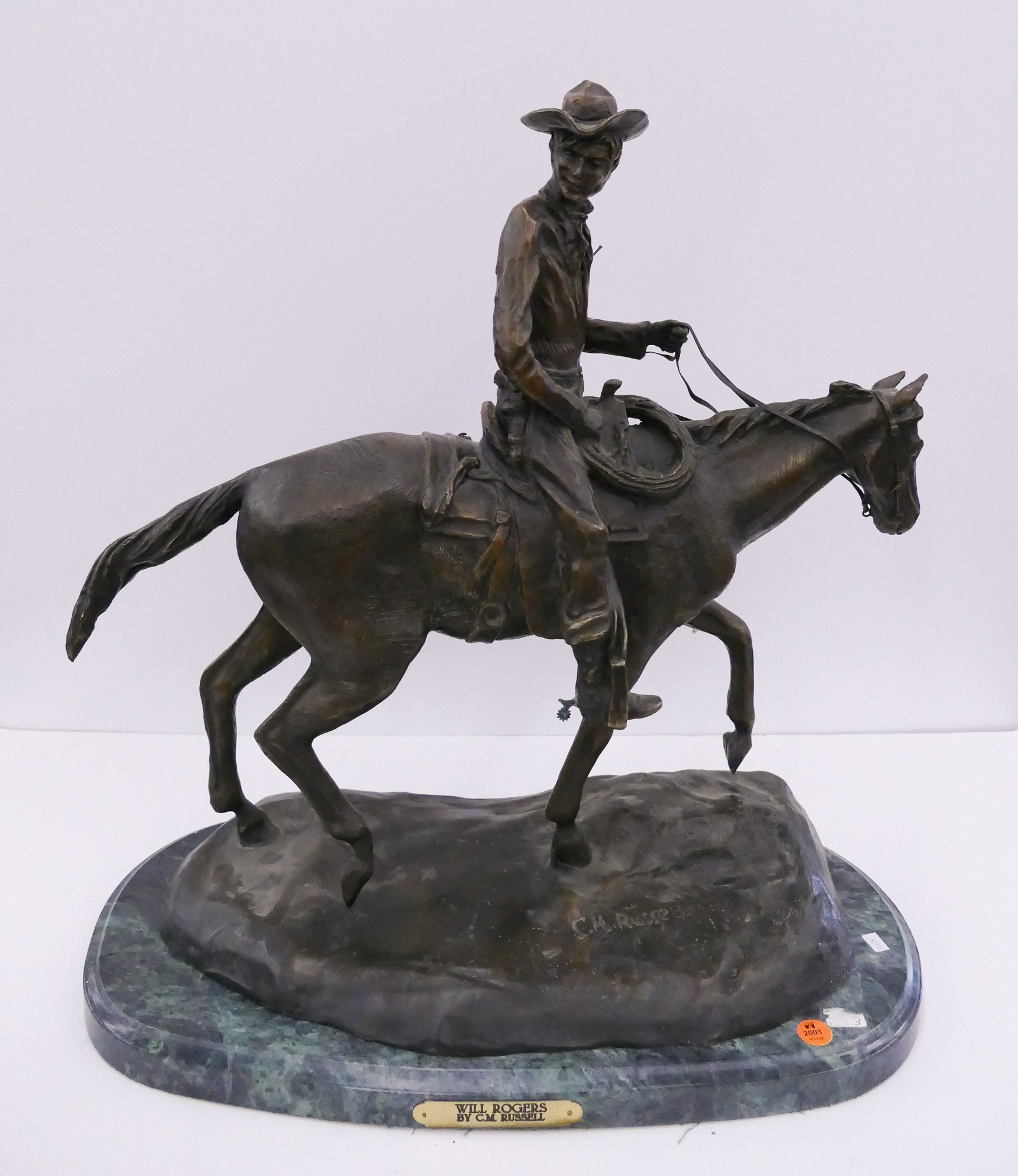 Appraisal: After CM Russell Will Rogers Bronze Sculpture- x ''- bronze